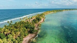 Vista aerea dell'isola di Tuvalu situata nell'Oceano Pacifico