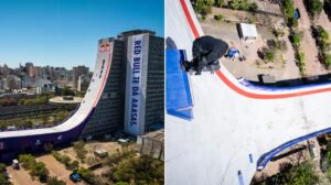 Guarda: Lo skateboarder trasforma un grattacielo di 22 piani in una gigantesca rampe, stabilisce record mondiali