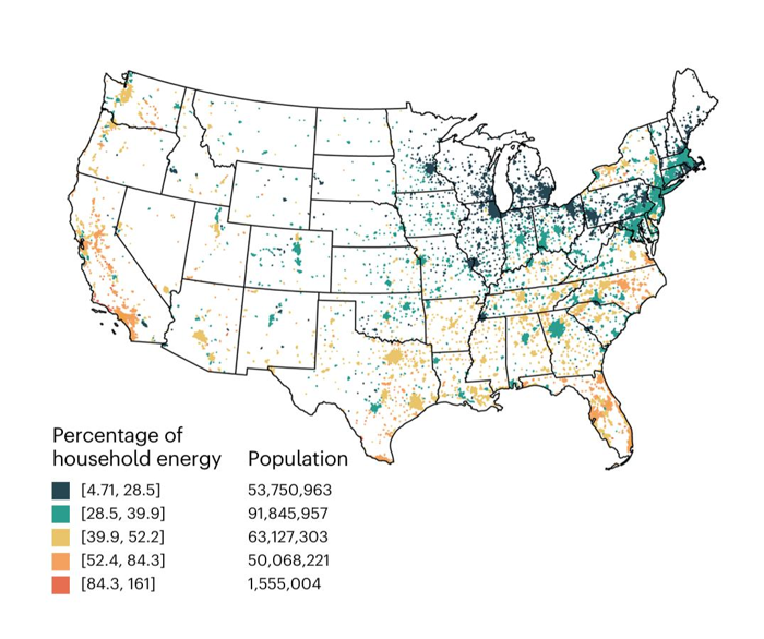 Le emissioni di carbonio del consumo di carne nelle città degli Stati Uniti. La costa orientale e il Midwest sono migliori rispetto al sud e alla costa occidentale.