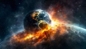 La Terra sta per essere distrutta da una palla di fuoco.