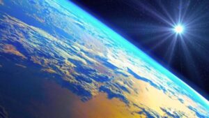 terra dallo spazio con il sole