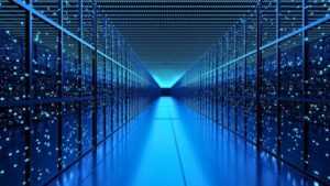 Illustrazione di server in un centro dati, per rappresentare notizie dell'ultima ora su un supercomputer ad alta tecnologia in costruzione