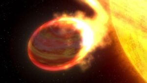 illustrazione di un gigante gassoso che viene strappato