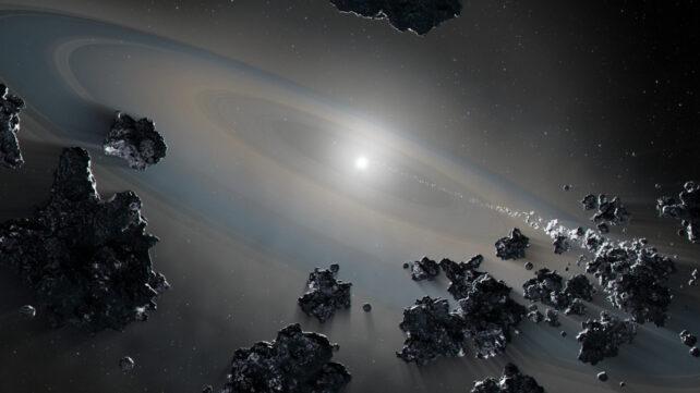 stella circondata da anelli di roccia