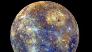 Il pianeta Mercurio nei colori blu e oro