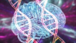 cervello con DNA sovrapposto