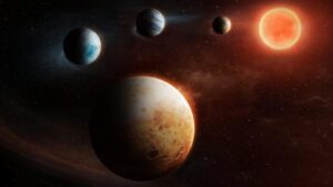 illustrazione dei pianeti vicino a un sole