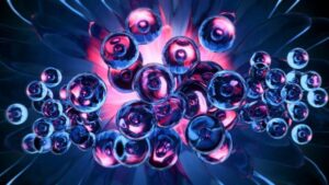 illustrazione astratta di cellule staminali su uno sfondo nero