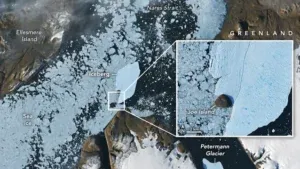Un iceberg gigante travolge l’isola Joe Island in Groenlandia