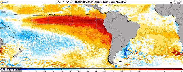 Il Super El Niño ha sviluppato un secondo “braccio”: una mappa rivela come si è espansa la distesa di acque calde nell’Oceano Pacifico