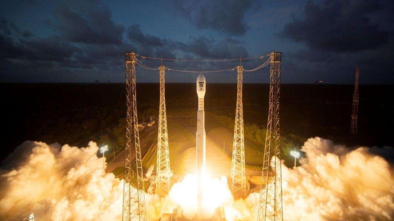 Una foto del satellite Sentinel-3C in fase di lancio a bordo di un razzo a settembre