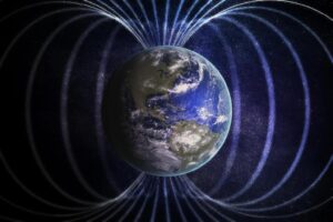 Illustrazione del campo magnetico terrestre