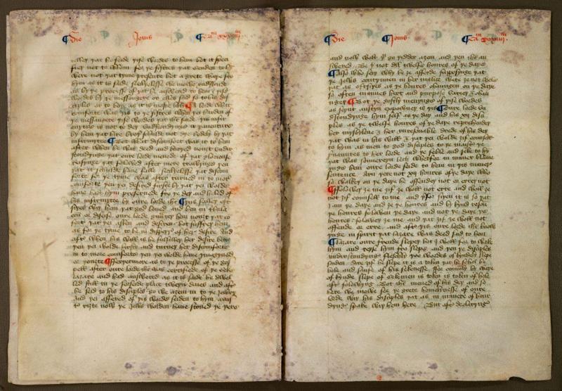 None Pagine 8–9 del manoscritto medievale di Nicholas Love
