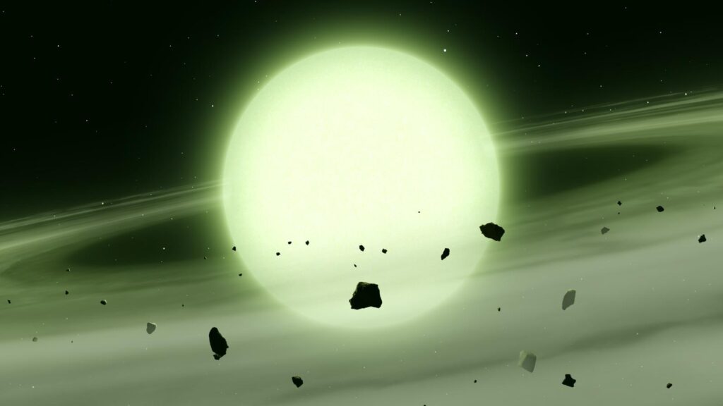Una stella morta appare verde perché la sua atmosfera filtra la luce