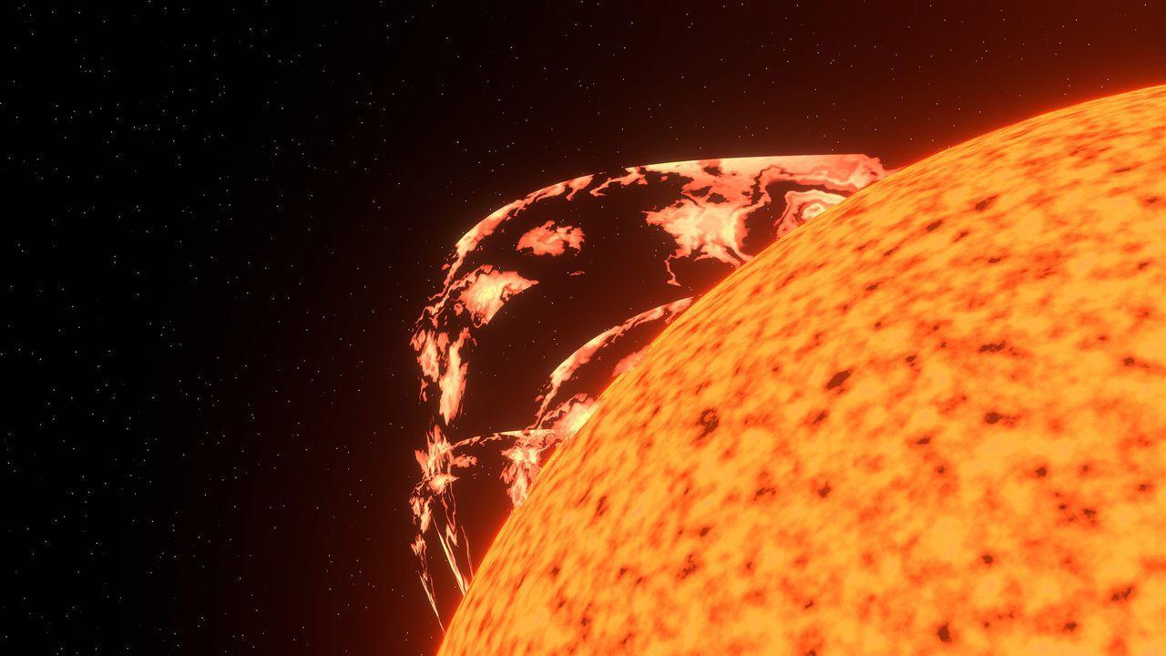Illustrazione di un brillamento solare