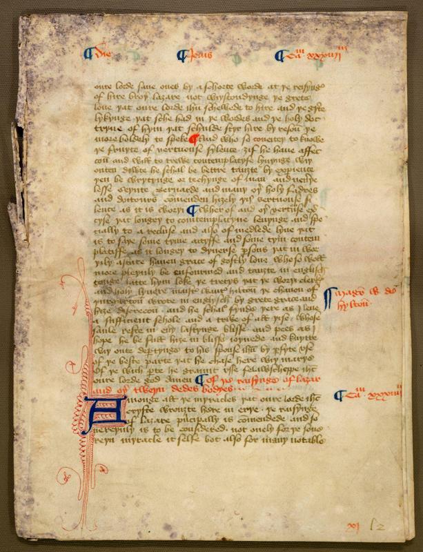 None Prima pagina del manoscritto medievale di Nicholas Love