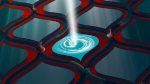 Un’illustrazione che mostra il loop quantistico formato dai percorsi annullati della particella.